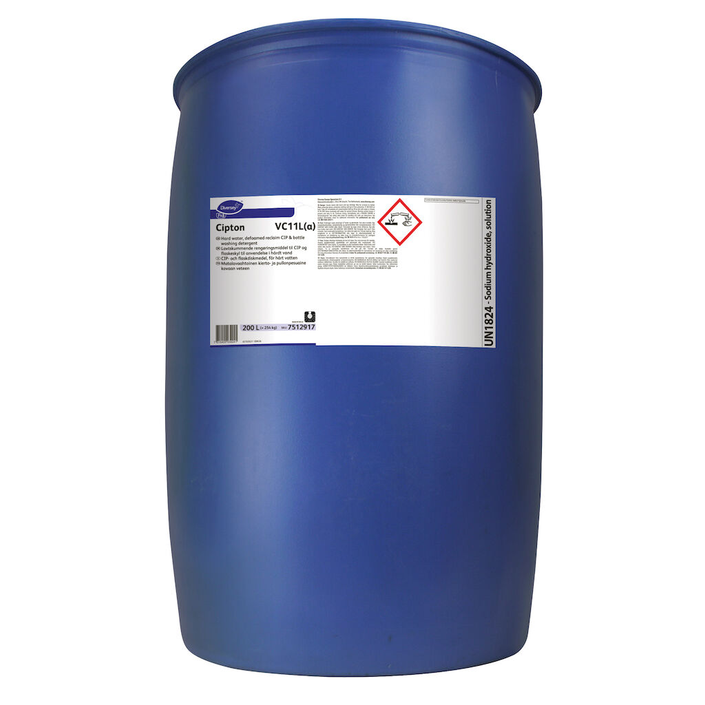 Cipton VC11L(a) 200L - Laagschuimend compleet alkalisch CIP reinigingsmiddel voor éénfasereiniging.